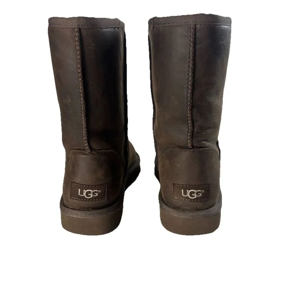 UGG 1016599 Womens Boots Leather Size 6 Brown Sheepskin Lined Winter Casual EU37